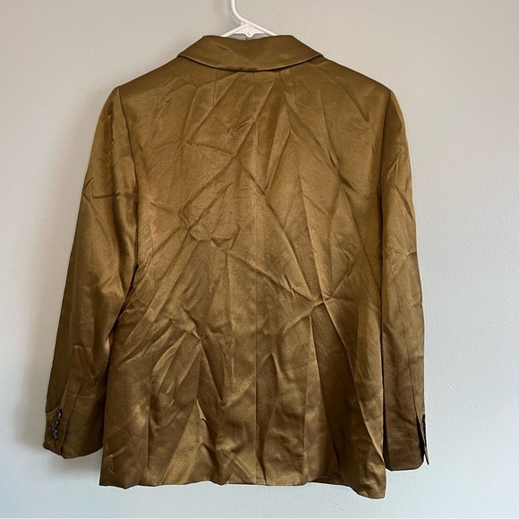 J Crew Womens Green Blazer Sz 4 Two Button  Viscose Silky Preppy Office Career - Picture 8 of 9